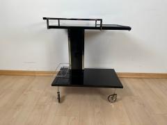 Vintage Serving Trolley or Bar Cart Black Lacquer and Chrome Germany 1970s - 2737173