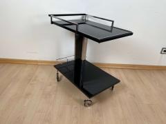 Vintage Serving Trolley or Bar Cart Black Lacquer and Chrome Germany 1970s - 2737174