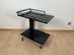 Vintage Serving Trolley or Bar Cart Black Lacquer and Chrome Germany 1970s - 2737175