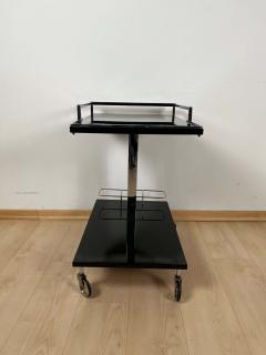 Vintage Serving Trolley or Bar Cart Black Lacquer and Chrome Germany 1970s - 2737176