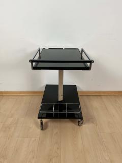 Vintage Serving Trolley or Bar Cart Black Lacquer and Chrome Germany 1970s - 2737178