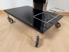 Vintage Serving Trolley or Bar Cart Black Lacquer and Chrome Germany 1970s - 2737179