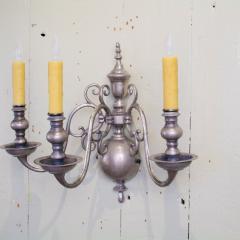 Vintage Silver Colored Three Arm Flemish Sconce - 2255106