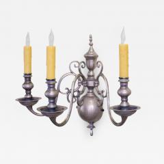 Vintage Silver Colored Three Arm Flemish Sconce - 2255778