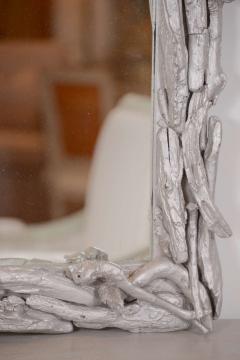 Vintage Silver Leafed Driftwood Frame Mirror - 1457301