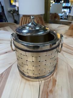 Vintage Silver Plated Woven Metal Ice Bucket with Lid - 4776981