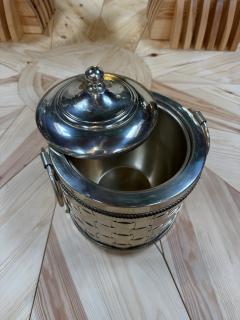 Vintage Silver Plated Woven Metal Ice Bucket with Lid - 4776982