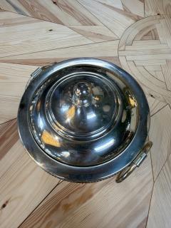 Vintage Silver Plated Woven Metal Ice Bucket with Lid - 4776984