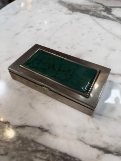 Vintage Silverplate Box with Malachite Inlay Lid - 4593185