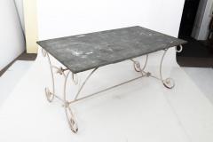 Vintage Slate Top Iron Garden Dining Table - 1538882