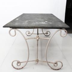 Vintage Slate Top Iron Garden Dining Table - 1538883