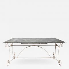 Vintage Slate Top Iron Garden Dining Table - 1541339