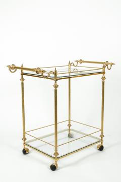 Vintage Solid Brass Glass Shelves Two Tiers Bar Cart - 554849
