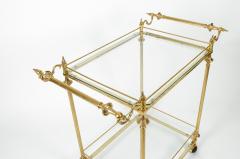 Vintage Solid Brass Glass Shelves Two Tiers Bar Cart - 554851