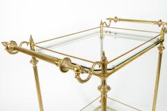 Vintage Solid Brass Glass Shelves Two Tiers Bar Cart - 554852