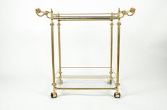 Vintage Solid Brass Glass Shelves Two Tiers Bar Cart - 554855