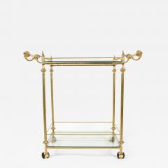 Vintage Solid Brass Glass Shelves Two Tiers Bar Cart - 661505