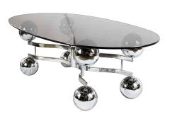 Vintage Space Age Design Chrome and Glass Coffee Table from 1970s - 3773429