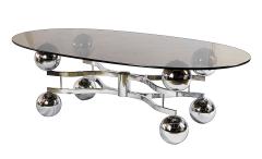 Vintage Space Age Design Chrome and Glass Coffee Table from 1970s - 3773430