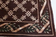 Vintage Spanish Chocolate Brown and Ivory Handwoven Wool Carpet - 2005391