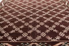 Vintage Spanish Chocolate Brown and Ivory Handwoven Wool Carpet - 2005393