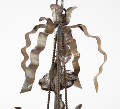 Vintage Steel Floral Chandelier with Basket Bow Knots and Ribbons - 2111240