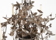 Vintage Steel Floral Chandelier with Basket Bow Knots and Ribbons - 2111276