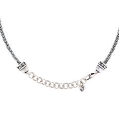 Vintage Sterling Silver Blue Cut Glass Necklace - 4715115