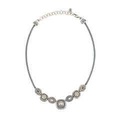 Vintage Sterling Silver Blue Cut Glass Necklace - 4715117