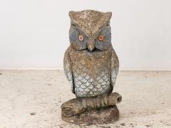 Vintage Stone Owl Garden Ornament French Mid 20th C  - 3725631