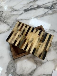 Vintage Striped Horn Inlay Decorative Box - 4373754