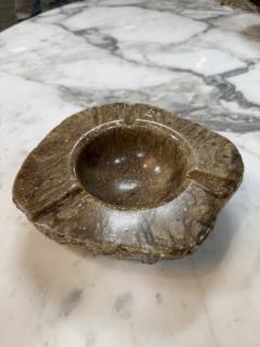Vintage Style Brown Marble Ashtray Hand Carved Organic Shape 3 Cigar Rests - 4727128