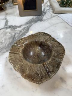 Vintage Style Brown Marble Ashtray Hand Carved Organic Shape 3 Cigar Rests - 4727129