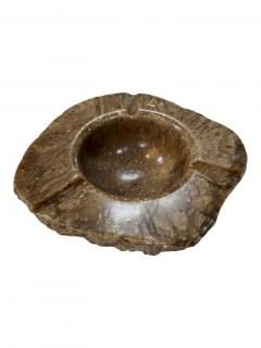 Vintage Style Brown Marble Ashtray Hand Carved Organic Shape 3 Cigar Rests - 4727764