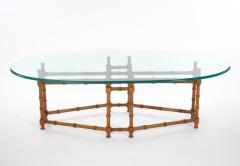 Vintage Surfboard Shape Glass Top Faux Bamboo Base Coffee Table - 3534658