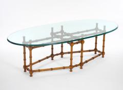 Vintage Surfboard Shape Glass Top Faux Bamboo Base Coffee Table - 3534661