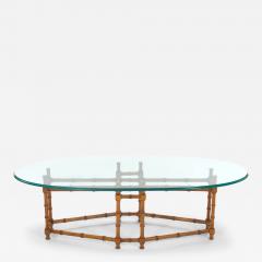 Vintage Surfboard Shape Glass Top Faux Bamboo Base Coffee Table - 3536420