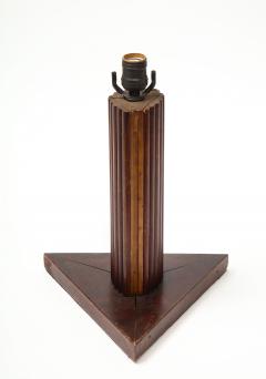 Vintage Textured Wooden Lamp with Triangular Base - 1326993