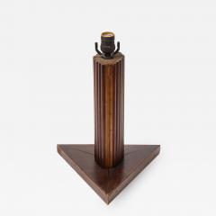 Vintage Textured Wooden Lamp with Triangular Base - 1344619