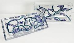 Vintage Thick Lucite Box Engraved Abstract Decorative Design - 3949932