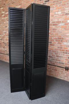 Vintage Three Panel Ebonized Shutter Form Mirrored Room Divider or Screen - 4270949