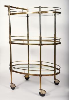 Vintage Three Tiered Mirrored Shelves Wheeled Bar Cart - 802037