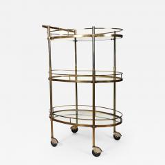 Vintage Three Tiered Mirrored Shelves Wheeled Bar Cart - 802384
