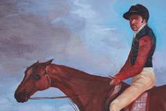 Vintage Tole Jockey On Horse Painting - 3189948