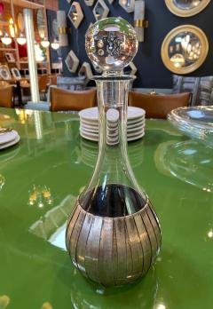 Vintage Transparent Glass and Silver Round Base Decanter Italy 1940s - 1220551