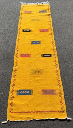 Vintage Tribal Moroccan Wool Mustard Runner Rug or Carpet - 3599073