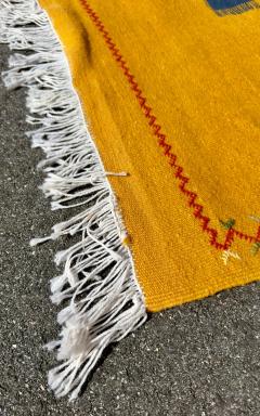 Vintage Tribal Moroccan Wool Mustard Runner Rug or Carpet - 3599075