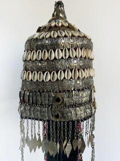 Vintage Turkman Bridal Ceremonial Headdress Heavily Adorned on Stand - 4507488