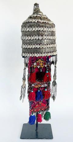 Vintage Turkman Bridal Ceremonial Headdress Heavily Adorned on Stand - 4507498