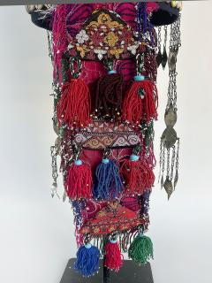 Vintage Turkman Bridal Ceremonial Headdress Heavily Adorned on Stand - 4507520